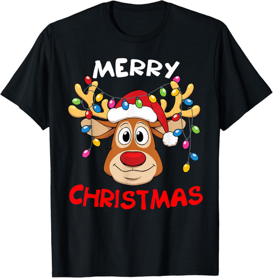 Celebrate the Holidays in Style with Our Merry Christmas Reindeer Family T-Shirt for Men, Women, and Kids