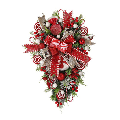 Christmas Wreath Candy Upside Down Tree Garland Artificial Xmas Ornament Hpme Porch Window Door Wall Hanging Decoration